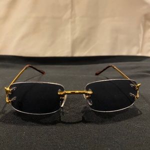 Gold Temples Brown Lenses Cartier Sunglasses